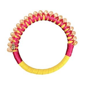 Sankalpa Bangle Bracelet. Yellow, Pink, Peach Beads. New Without Tags.